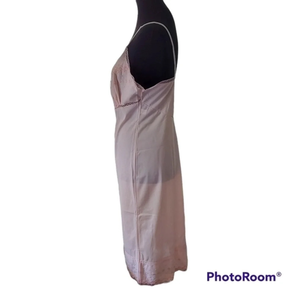 Vintage New Deadstock Pink Embroidered Kayser Slip Dress with original tags - Picture 7 of 15